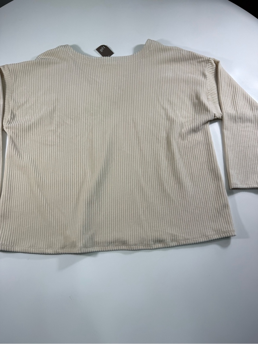 LOFT Cream V-Neck Velvet Ribbed Pullover - Picture 7 of 7